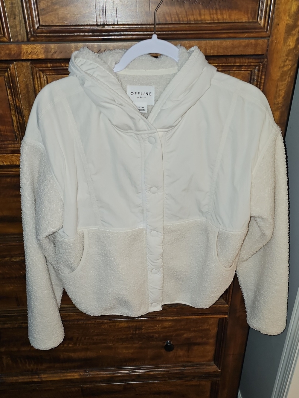 OFFLINE By Aerie Womens XS Super Cute Jacket!! Ivory And Fleece! Nwots
